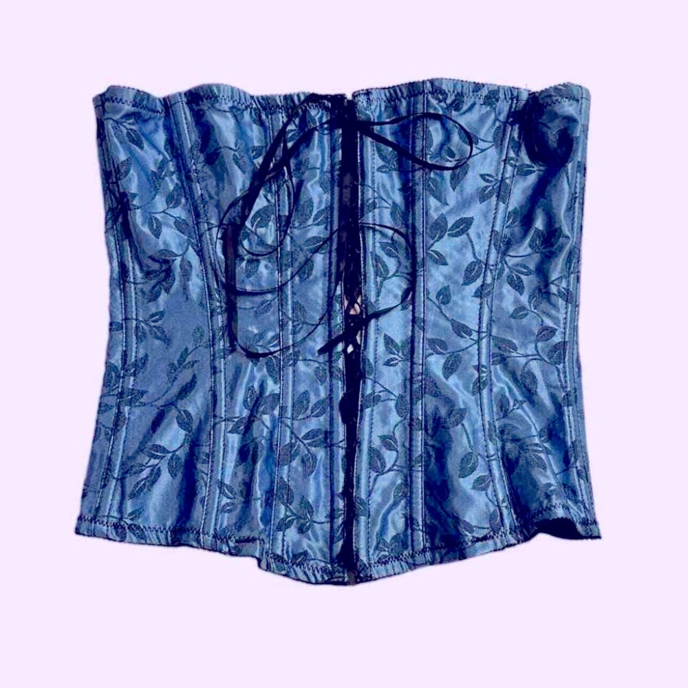 NWT Vintage Victoria's Secret Gorgeous Blue Lace Up Corset Bustier Size S - Picture 6 of 10